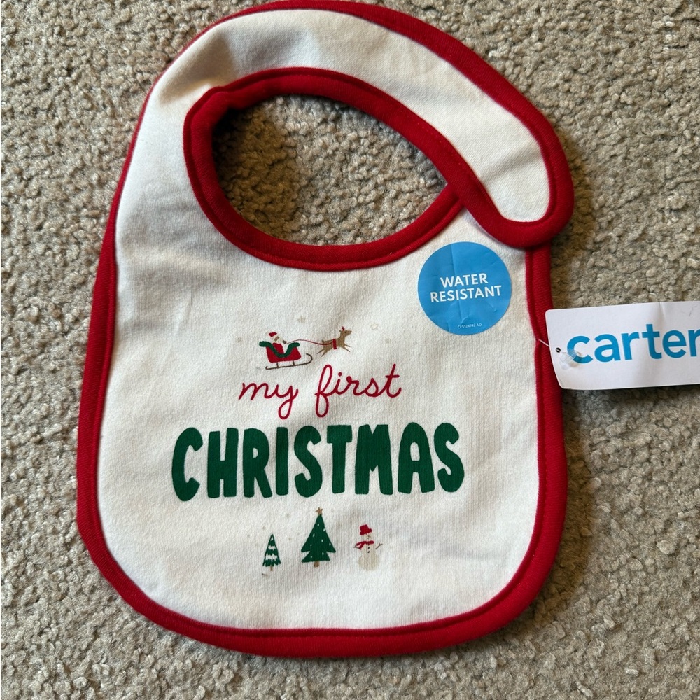 Carter's Festive Christmas Bib - Red, Green, and White